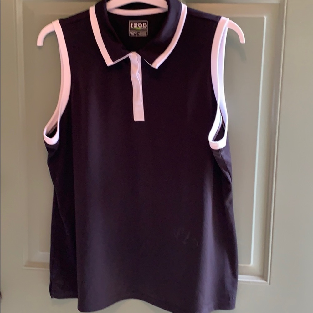 IZOD Golf Sleeveless Black Polo with white trim! Size XXL.